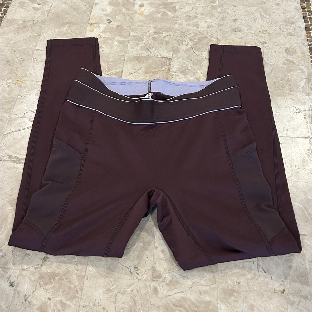 Free People Movement Barre Leggings Mesh Side Pockets Brown Women’s Size S‎